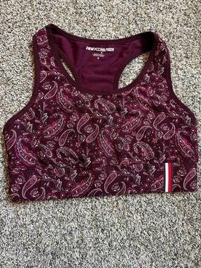 Tommy Hilfiger Maroon Paisley Racerback Sports Bra